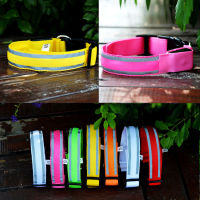 Free Shipping Dog Products Stripe Reflective illuminate Flashlight Led Collar Goods