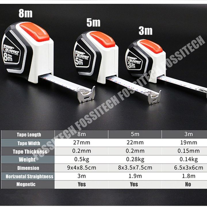 kapro-สายวัดเหล็กงานไม้ความแม่นยำสูงเดิม3m-5ม-8ม-เมตริกกล่องสองด้านไม้บรรทัด5ม-8ม-แม่เหล็ก