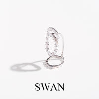 SWAN - Baguette Round Nail แหวนประดับเล็บเงินแท้ ปรับไซส์เองได้ ฝังเพชรคิวบิกเซอร์โคเนีย cubic zirconia