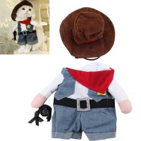 ZZOOI Pet Clothes Cat Dog Cosplay Cowboy Funny Costume With Hat Puppy Jean Coat Party Dress SCVD889