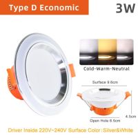 【☸2023 New☸】 si39629592258115 Downlight อะลูมิเนียมขาวดาวน์ไลท์3W 5W 9W 12W 15W 18W ดาวน์ไลท์ Led แบบบางพิเศษ Ac 220V 240V รอบ Led Spot ถอย