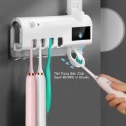 Bộ nhả kem đánh răng UV khử khuẩn, giá treobàn chải đáng răng dán tường