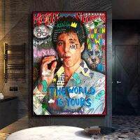 Pop Art Tony Montana ภาพวาดผ้าใบบทคัดย่อ Graffiti โปสเตอร์สำหรับตกแต่งบ้าน