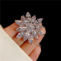 Brooches For Women Silver Color Snowflake CZ Sweater Cardigan Clip Chain Brooches Super Shining Fine Jewelry Drop Shipping