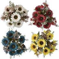 Artificial Sunflower Bouquet Flower Decor With 6 Heads Realistic Fake Sunflowers Vintage Artificial Bouquet Vivid Bouquet Sunflower Decorations for Wedding Parties Autumn Parties Family eco friendly