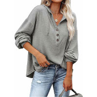 2022 Spring Long Sleeve Oversized Hoodie Fashion V-Neck Hooded Sweatshirts Casual Loose Bat Sleeve Hoodies Women Tops 18194