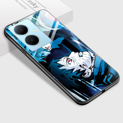 GGK เคสกระจกนิรภัยขอบนิ่มลายอะนิเมะ Vivo Y78 Y78 5G + 5G ซีรีส์ N Sasuke Kakashi หรูหราปลอกกันกระแทก