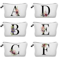 Bridesmaid Makeup Bag Flower Alphabet Printed Storage Bag Cosmetic Bags for Bride Bridesmaid Proposal Gift Beautiful Women 39;s Bag