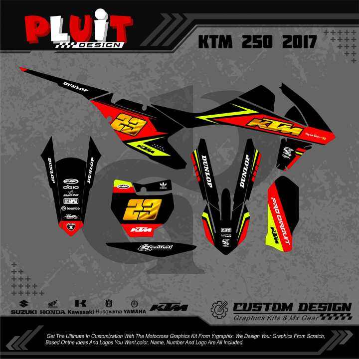 DECAL KTM 250 2017 DESAIN BARU CUSTOM BEBAS WARNA BISA PAKAI NO DAN