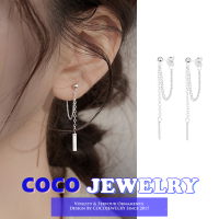 COCOJEWELRY ต่างหูเครื่องประดับแฟชั่นเกาหลีพู่ย้อนยุคต่างหูทรงหยดน้ำยาวกระดุมใหญ่