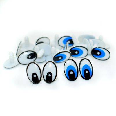 19x13mm Oval Safety Eyes white/ Blue Color Plastic Doll eyes Handmade Accessories For Bear Doll Animal Puppet Making - 100pcs