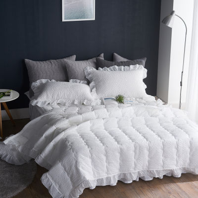 [KOMO] Pure Ruffle Duvet Set, White, 2 sizes (SS, Q), Polyester 100% , 60 Count Asa Cotton