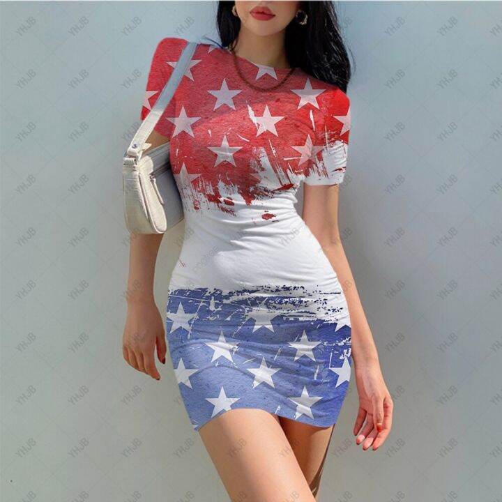 sexy-womens-short-sleeve-dress-o-neck-party-club-flag-print-bodysuit-vestido-2022-vintage-midi-dress-casual-dress