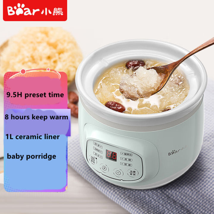 Ceramic Slow Cooker Electric Stew Pot 1l Mini Baby Porridge Food