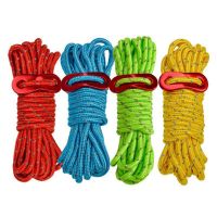 CLOTH สาย paracord 4ชิ้น เชือกโพลีโพรพิลีน เดินป่าตั้งแคมป์ ตัวปรับหัวเข็มขัด กิจกรรมกลางแจ้ง อุปกรณ์เต็นท์ เต็นท์ลมเชือก Paracord สะท้อนแสง เชือกเต็นท์