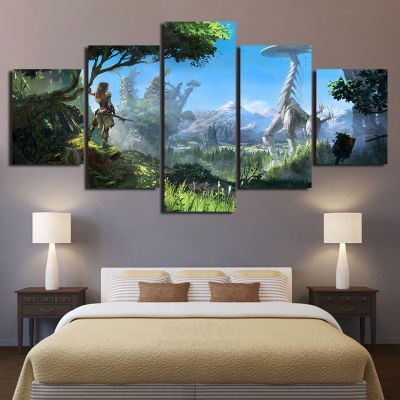 5Pcs Horizon Zero Dawn Gamer Wall Art Canvas HD Print Posters Pictures Paintings Home Decor Accessories Living Room Decoration