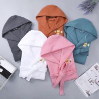 Girl Spring Autumn Cotton Bathrobe Polyster Cotton Hooded Children Robe Boys Dressing Gown Kids Roupao After Spa Bath Swimming