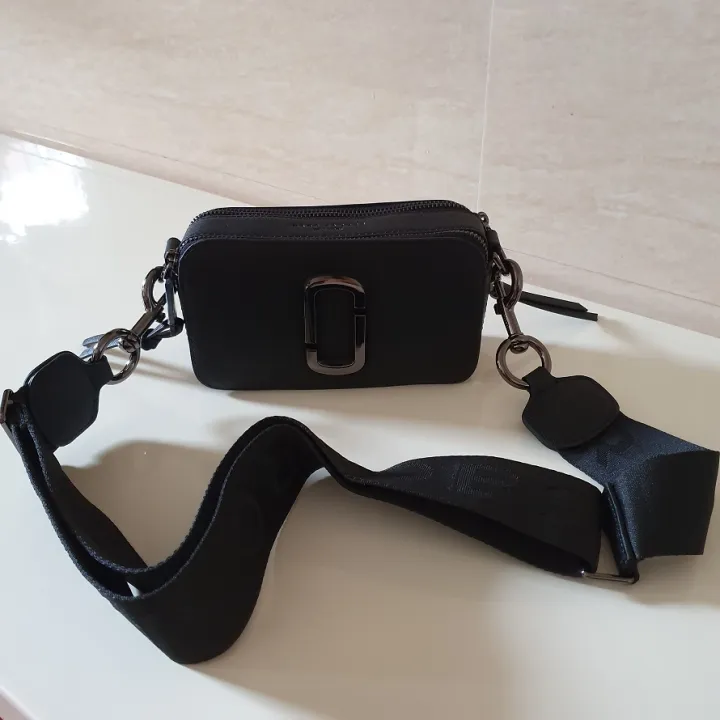 Original Ceramic Leather Snapshot Small Camera Crossbody Bag Black