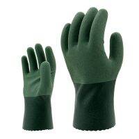 The new 2022 nitrile gloves lined with green cotton guantes trabajo the barb rubber gloves 2 double/package