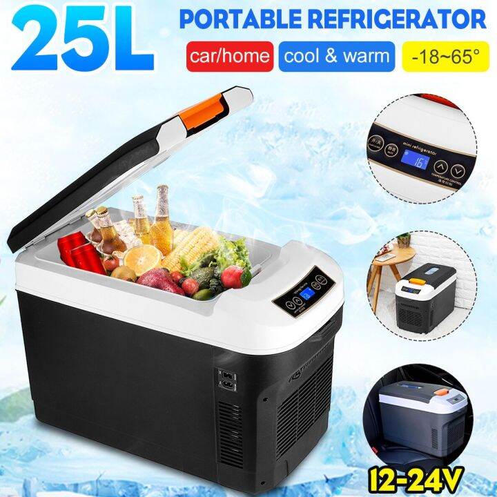 Portable Car Refrigerator 25L Cooler Box Dual Voltage 12/24V DC 220V AC ...