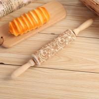 Christmas Flower Snowflake Pattern Rolling Pin Flower Embossed Wooden Rolling Pin Laser Engraving Flower Print Bread  Cake Cookie Accessories