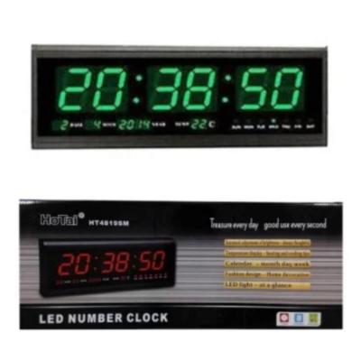 SHENGshop นาฬิกาดิจิตอล LED DIGITAL CLOCK แขวนติดผนัง 48 x 18.2 x 4.8 CM รุ่น 4819 ตัวเลขสีเขียว