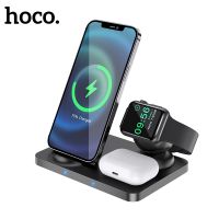 ZZOOI Hoco 3 in1 Wireless Charger 15W Fast Charging Station For iPhone 12 Pro Max Wireless Charging Dock Stand For Airpods Pro iWatch