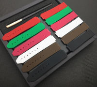 Red Black White Brown Green Watchband for strap female women rubber silicone watch band 15*21mm logo on butterfly tools