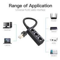 RJ45 1ถึง3อีเทอร์เน็ตพอร์ตตัวเชื่อมต่อที่แยกสายไฟตัวแปลงเครือข่ายปลั๊กแบบโมดูลาร์ตัวต่อขยายซ็อกเก็ตอีเธอร์เน็ตสำหรับสายอะแดปเตอร์ Cat 8 Cat 7