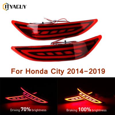 สำหรับ Honda City 2014-2019 กันชนด้านหลัง LED ไฟท้ายหยุดเบรคแบบไดนามิกลำดับไฟเลี้ยวสีแดง