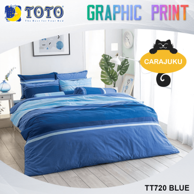 TOTO (ชุดประหยัด) ชุดผ้าปูที่นอน+ผ้านวม ลายกราฟฟิก Graphic TT720 BLUE สีน้ำเงิน #โตโต้ 3.5ฟุต 5ฟุต 6ฟุต ผ้าปู ผ้าปูที่นอน ผ้าปูเตียง ผ้านวม กราฟฟิก