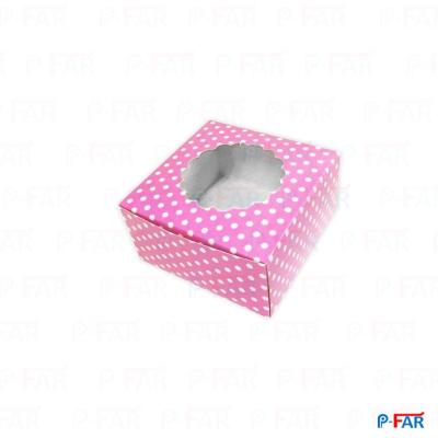 กล่องเค้กแม็ค 0.5 ปอนด์ กล่องกระดาษ กล่องใส่เค้ก เจาะดอกไม้ (50 ใบ/แพ็ค)