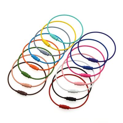 hot【cw】 5-10pcs Colorful Wire Keychain Cable Screw Lock Rope Holder Keyring 50mm Chain Rings Outdoor Tools 15cm