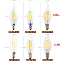 【boloni HHG】โคมไฟเอดิสันแบบวินเทจ,5ชิ้นหลอดไฟไส้เทียน LED E14 220V 2W 4W 6W สำหรับโคมระย้าสีขาวอบอุ่น/เย็น