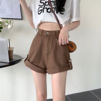 COD jfdss SUXI Womens Summer Denim Shorts Solid Color All-match High Waist Loose Five-point Pants Denim Shorts