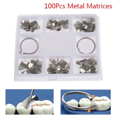 100Pcs Dental Matrix Sectional Contoured Metal Matrices No.1.398 lmws 2 Rings
