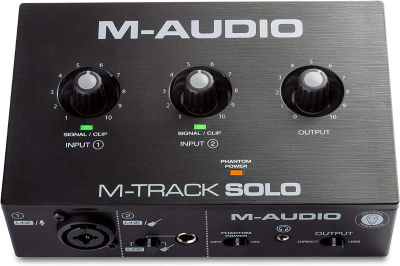 M-Audio M-Track Solo – USB Audio Interface for Recording, Streaming and Podcasting with XLR, Line and DI Inputs, Plus a Software Suite Included, with 1 Mic with 1 Mic Input Interface only