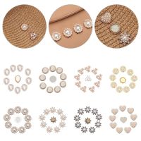 XIINING 10PCS งานฝีมือ DIY รูปดอกไม้ คริสตัล กิ๊บติดผมไข่มุก ปุ่ม Rhinestone เครื่องประดับศีรษะ กระดุมมุก