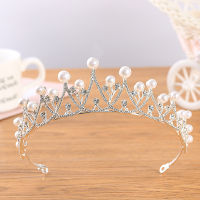 เจ้าสาว Rhinestone Crown Pearl Shining Rhinestone Crown Princess Hair Band เครื่องประดับผมสำหรับผู้หญิงตกแต่ง Headwear ACIH