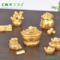 JT Garden A008 ตุ๊กตาจิ๋ว ตุ๊กตุ่นจิ๋ว แต่งบ้าน ตกแต่งสวนถาด ชุดมั่งมีศรีสุข เงิน ทอง