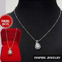 Inspire Jewelry ชุดเซ็ทสร้อยคอตามแบบ พร้อมจี้ฝังเพชรรูปหยดน้ำล้อมเพชร เพชรCZ White gold เพชรสวยเกรด AAA++ เพชรวิ้งเจิดจรัส size 1.7cmx1cm สามารถถอดเปลี่ยนจี้อื่นๆ ได้ งานดีไซด์ งานแบบร้านเพชร ในกล่องกำมะหยี่สวยหรู งานจิวเวลลี่่ สวยงาม ปราณีต