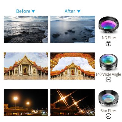 APEXEL New 6In1 Kit Camera Lens Photographer Mobile Phone Lenses Kit Macro Wide Angle Fish Eye CPL Filter for iPhone Xiaomi Mi9TH