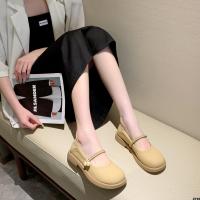 ฤดูร้อนย้อนยุคอ่อนโยนแมรี่รองเท้าเดียวรองเท้าหนังผู้หญิงกระโปรงรองเท้าเล็กสีขาวใหม่รองเท้า Le Fuzhen รองเท้าส้นแบน 2023