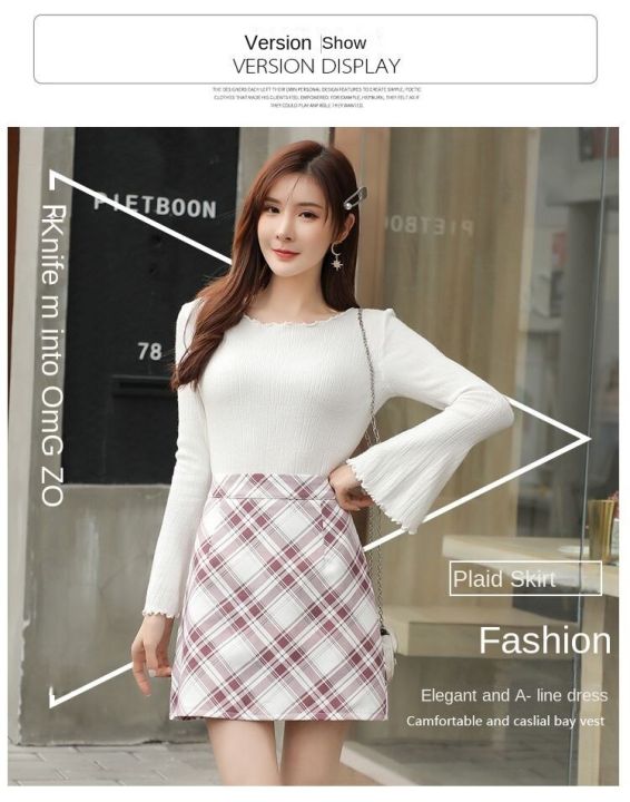 กระโปรง-rok-high-waist-นักเรียนญี่ปุ่นแบบสดใส2023กระโปรงผ้าฝ้ายลำลองใหม่