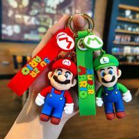 ☋ 6 Styles Super Mario Keychain Mario Bros Luigi Toad Yoshi Bowser Action Figure Model PVC Cartoon Bag Doll Pendant Toys Gift