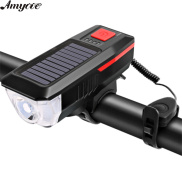 Bike Light Solar Usb Rechargeable Dual Charging Horn Lamp Waterproof