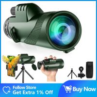 ZZOOI 80X100 Telescope HD Monocular Telescopes BAK4 Prism Lens with Smartphone Adapter Tripod for Birdwatching Camping Sightseeing