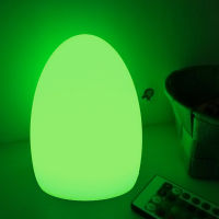 D11*H19cm LED Egg Night Lights Rechargeable Cordless Decorative Luminous Table Lamps with 16 Colors Changing Remote Control 1pc