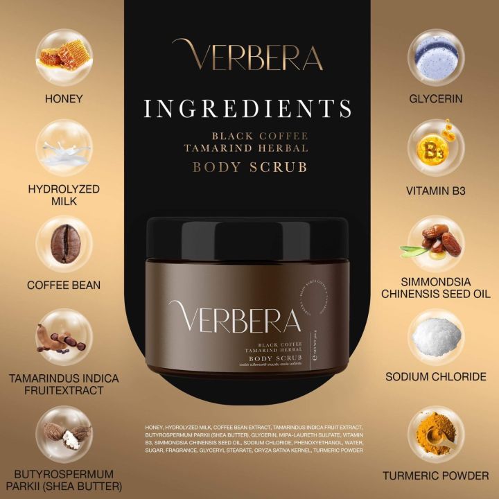 พร้อมส่ง-verbera-เวอบีร่า-แบล็คคอฟฟี่-แทมมารีน-เฮอบัล-บอดี้สครับ-300g