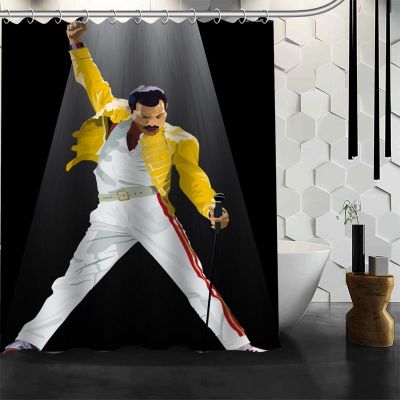 ShunQian Freddie Mercury Shower Curtain Polyester Fabric Bath Screens Curtains For Bathroom 3D Waterproof Bath Curtain Hook